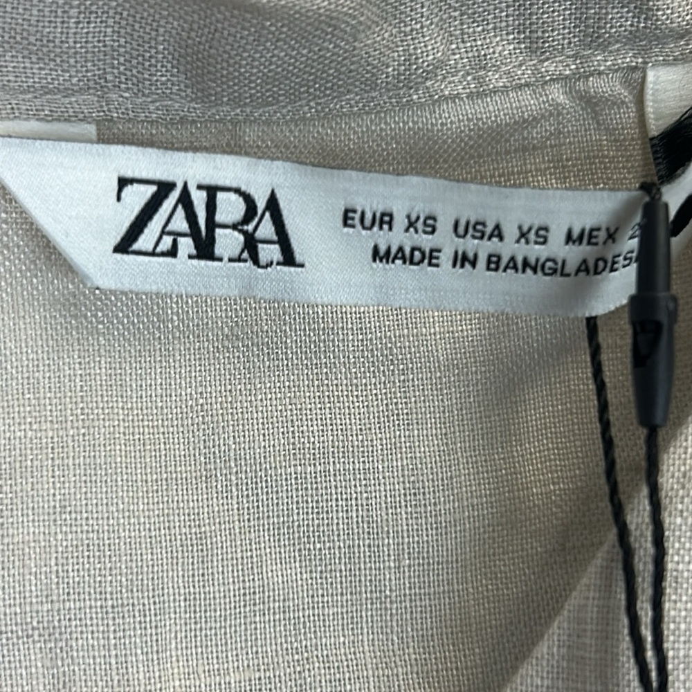 Nwt Zara 100% Linen Button-Down Asymmetrical Shir… - image 3